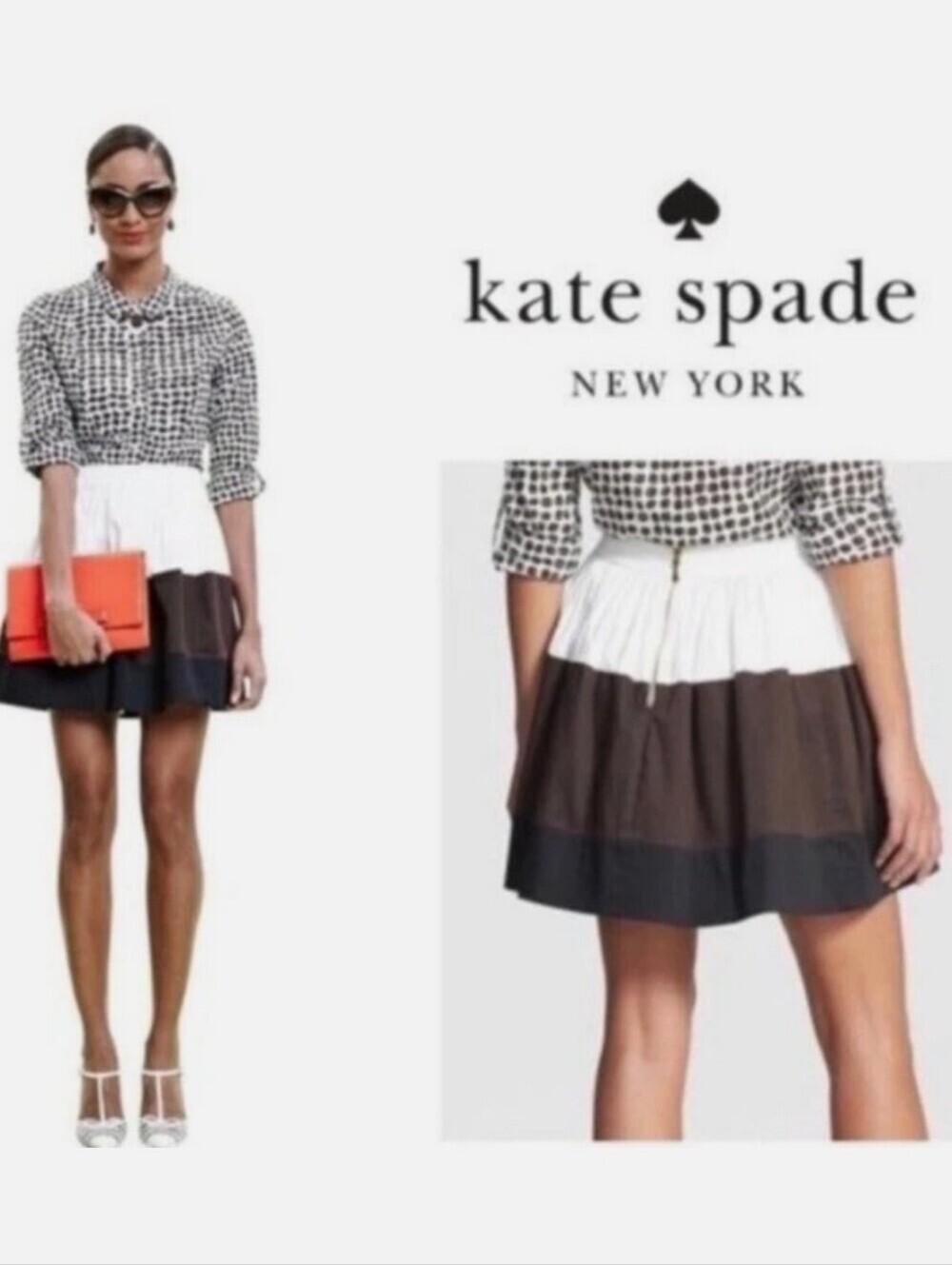 NWT KATE SPADE COLORBLOCK COREEN SKIRT SZ 8